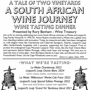 South African Wine Journey  - WINE TASTING TICKET 26/01/2026