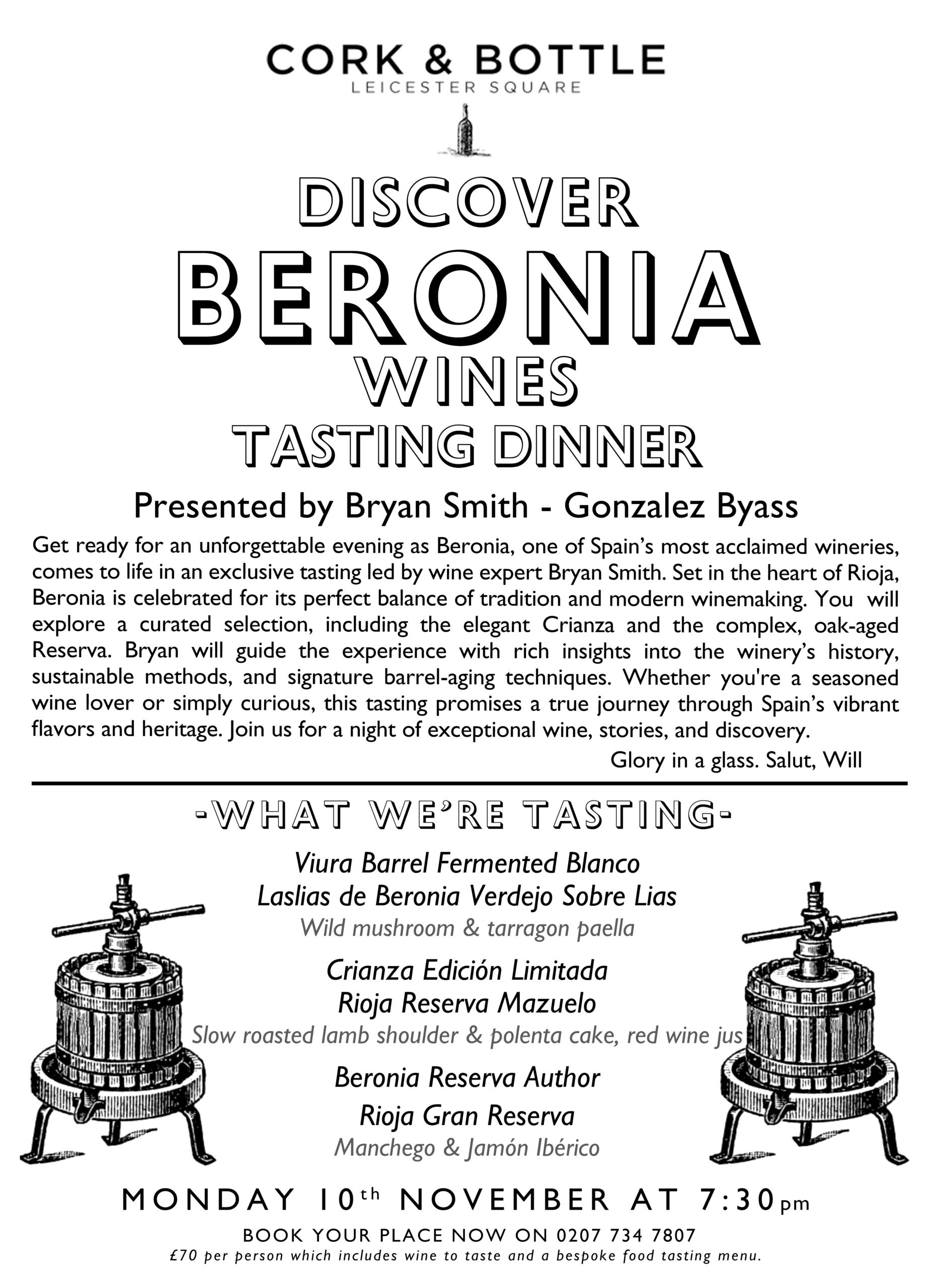 Discover Beronia Wines - WINE TASTING TICKET 10/11/2025
