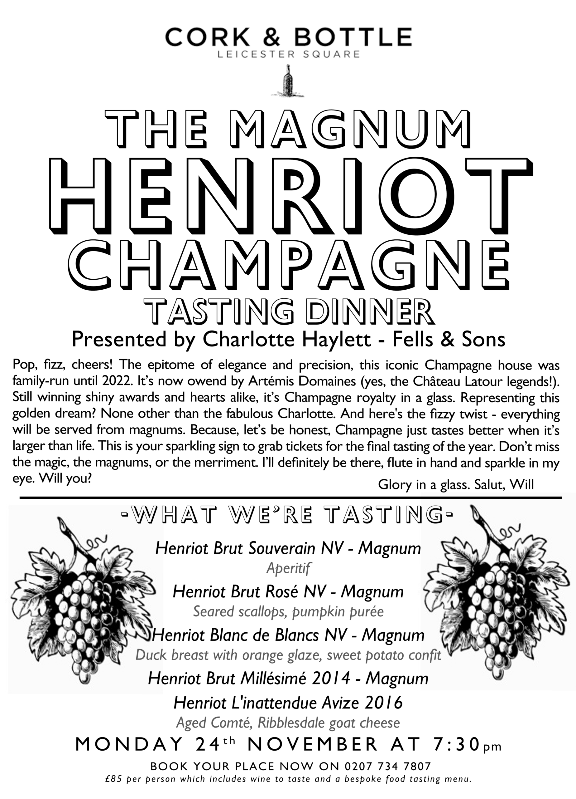 Henriot Champagne - TASTING DINNER 24/11/2025