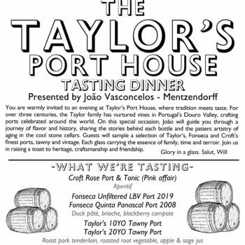 The Taylor’s Port house - TASTING DINNER 27/10/2025