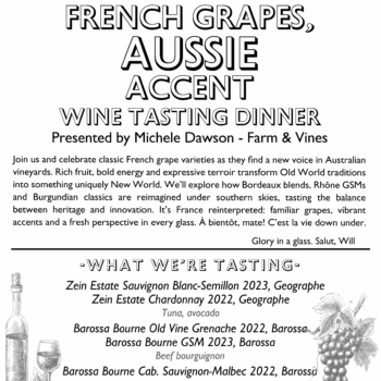 French Grapes, Aussie Accent  - WINE TASTING TICKET 12/01/2026
