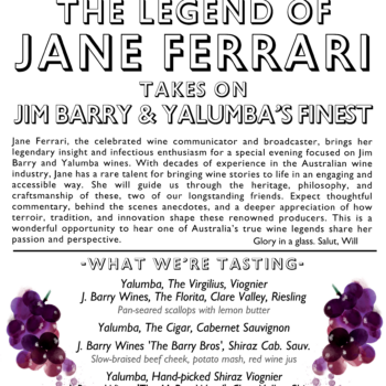 The Legend of Jane Ferrari - Tuesday - Tasting Dinner 12/05/2026