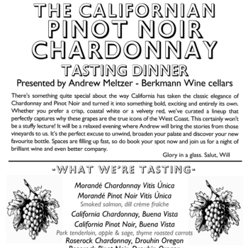 The Californian Pinot Noir Chardonnay  TASTING DINNER 29/06/2026