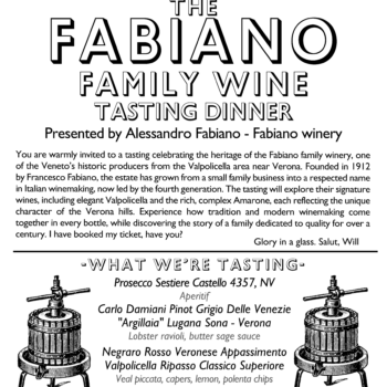 The Fabiano Family Wine Tasting Dinner